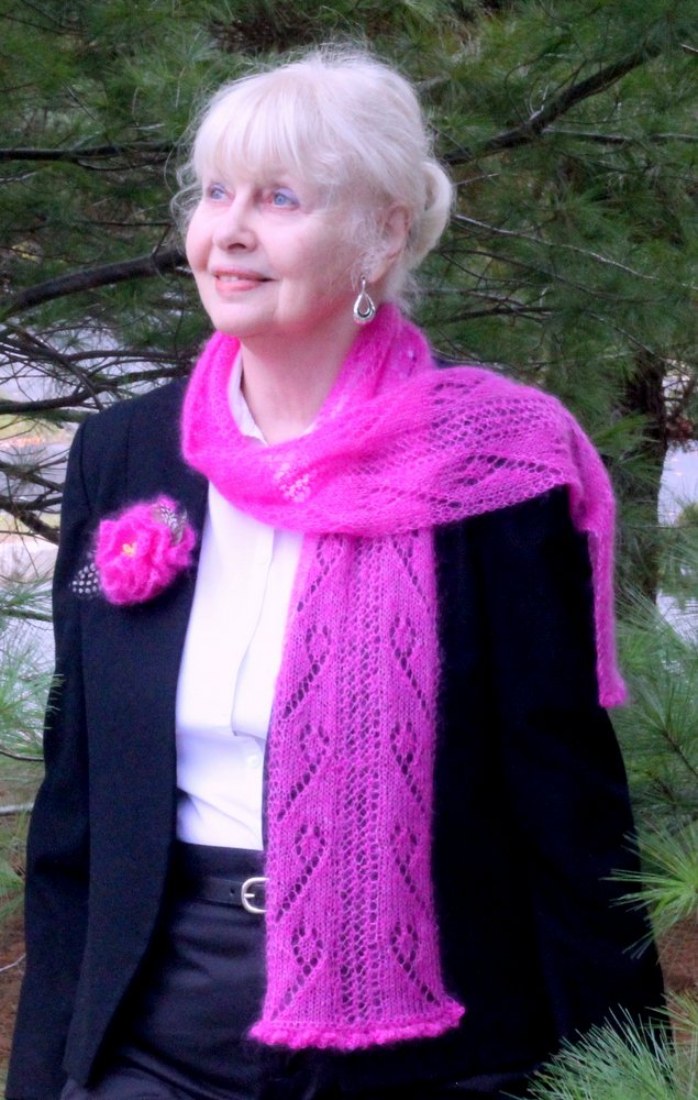 Sweet Pea Scarf and Matching Corsage title=